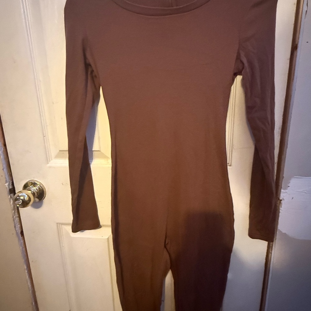 Brown Long Sleeve Jumpsuit